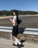 Rocker Midi Nylon Pleated Skirt