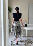 Lora Toile Pattern Flare Banding Skirt