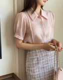 Seri Puff Collar Short Sleeve Blouse