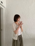 Kitel Linen Round Short Sleeve Cardigan