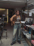 Tinta brush damage balloon denim pants