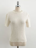 Shuena Pearl Neck Cable Short Sleeve Knit