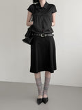 Cotton Gored Flare Midi Skirt