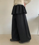 Venenti banding dot frill layered skirt pants