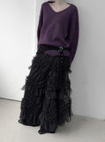Buffle see-through frill tiered skirt