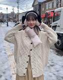 Orchid wool collar long cardigan