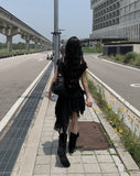 Flan Unbalanced Tiered Lace Skirt