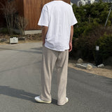 Flat ribbed knit banding pants