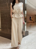 Bena Linen Sleeveless Banding Pants Set