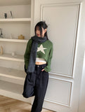 Leamu Green Star Crop Knit