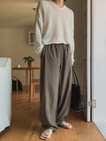 Early linen pintuck banding slacks