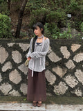 Navel Chiffon Banding Maxi Skirt