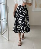 Arta Pattern Banding Flare Skirt