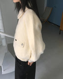 Lawson Flap Pocket Angora Fur Collar Zip-up