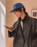 Saint High-Neck Unbalance Leather Jacket
