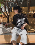Starry Printing See-through Short Sleeve Knit