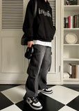 Wide cargo denim pants