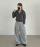Winter Folding Pintuck Two-Way Wide Jogger Banding Brushed Pants