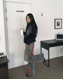 Biggie Hip Line Diagonal Track Denim Pants