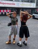 Camo lettering slim crop short sleeves