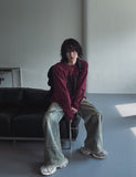 Denti damage brush denim pants