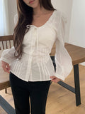Kersey Ribbon Puff Pintuck Blouse