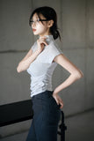 Side Shirring High Neck Tee