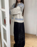 Feeder Nordic Snowflake Hairy Knit Cardigan