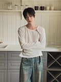 [PLAN MADE] Loop Lace-up Boat Neck Knit