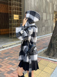 [75% Wool] Torrett Handmade Hood Cape Check Coat