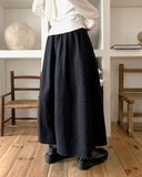 Rie Dot Flare Banding Long Skirt