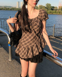 Even Asymmetrical Check Blouse