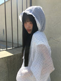 Let's Frill Hood Dot Windbreaker Jacket