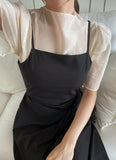 Elvi See-through Layered Half-Neck Blouse
