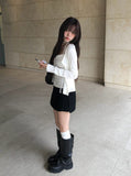 [Muffler set] Renu Cardigan Shirring Button Sleeveless Set