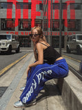 Follow lettering stitch training pants
