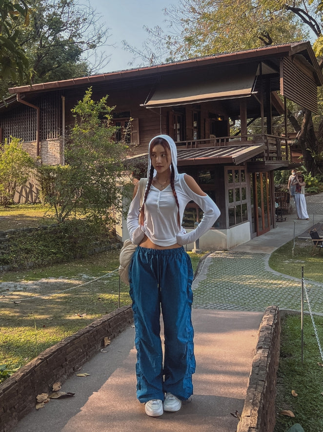 【U LAN】Lex Side Shirring Parachute Pants U LAN (ユーラン) - レックスサイドシャーリングパラシュート