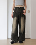 Eton One Pintuck Washed Wide Denim Pants