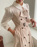 Serindy Collar Trench Color Matching One Piece