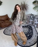 Ellie Layered Check Wrap Skirt