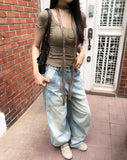 As Vintage Cut-out Wide Denim Pants