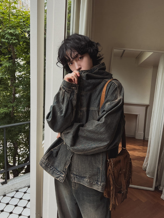 【2plan】Deep L Washing Beige Hood Denim Jacket 2plan (ツープラン) - ディープLウォッシングベージュフード