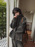 Deep L Washing Beige Hood Denim Jacket