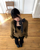 Laha Angora V-neck Fur Cardigan