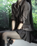 Velour tie stripe shirt
