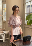Lines Flare Pintuck Shirring Blouse