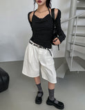 [U-BASIC] Lin Pintuck Cotton Bermuda Pants