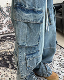 Kens zipper cargo denim pants