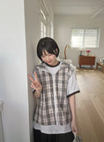 [unisex] Naboli Summer Check Hood Zip-up Vest