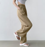 Linen Wide Fit Banding Pants